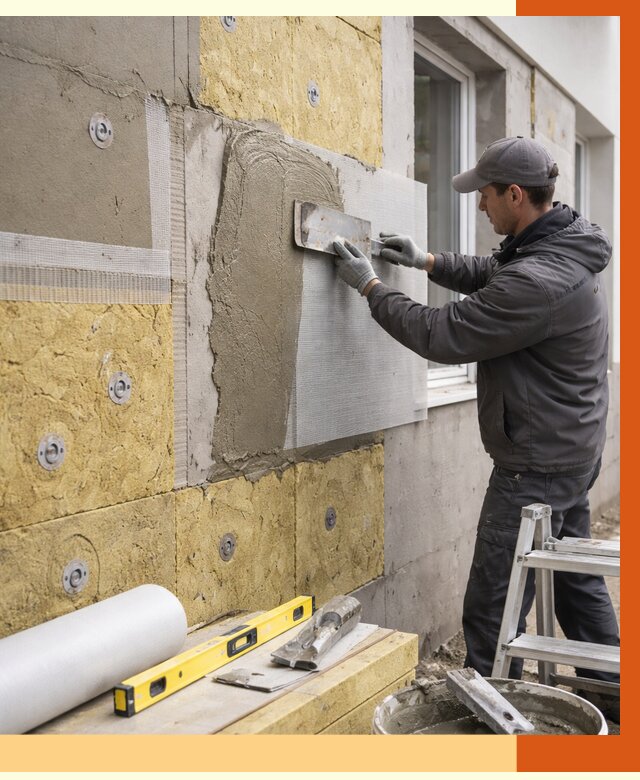 Утепление фасада под штукатурку в донском от 4255 руб/м2 — монтаж пенопластом и минватой | ТепломастерДнс