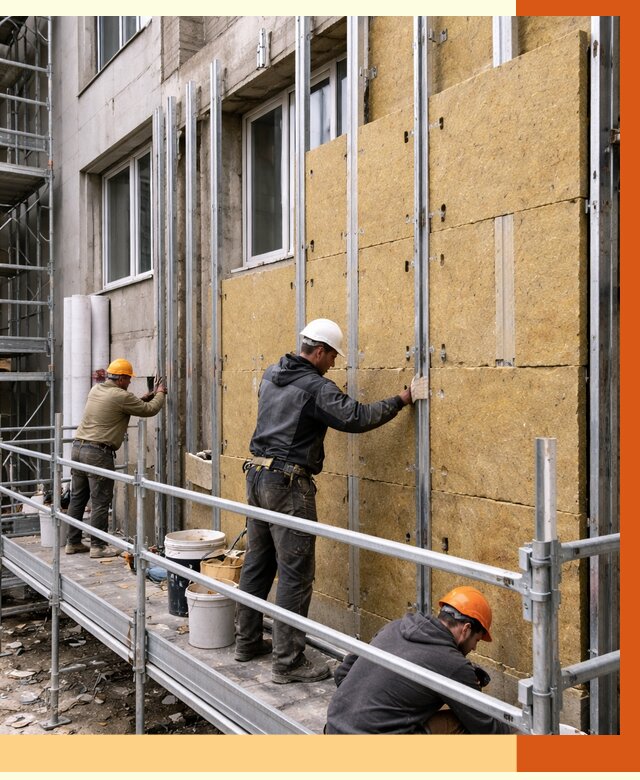 Утепление вентилируемого фасада в донском от 5674 руб/м2 — монтаж и утепление вентфасад | ТепломастерДнс