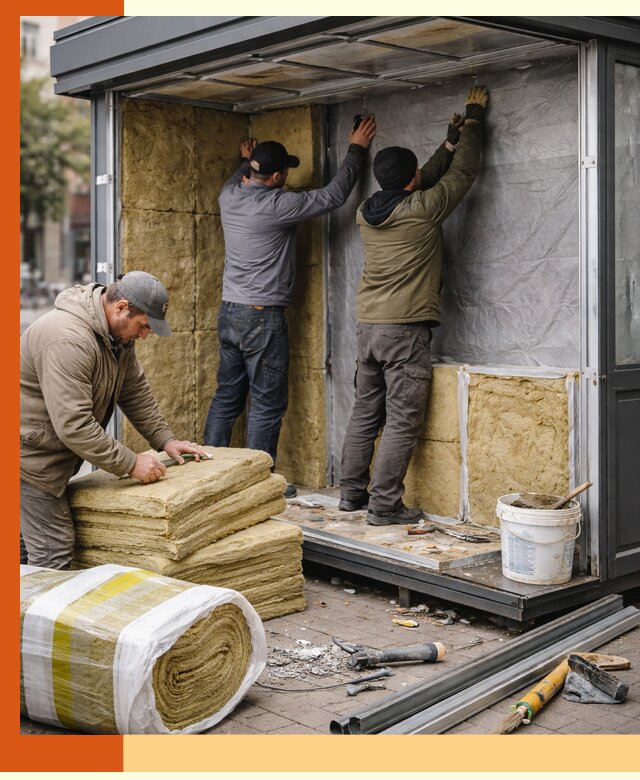 Утепление павильона шаурмы под ключ в донском