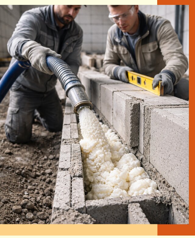 Заполнение колодцевой кладки ППУ в донском от 4255 руб. за м2 | ТепломастерДнс