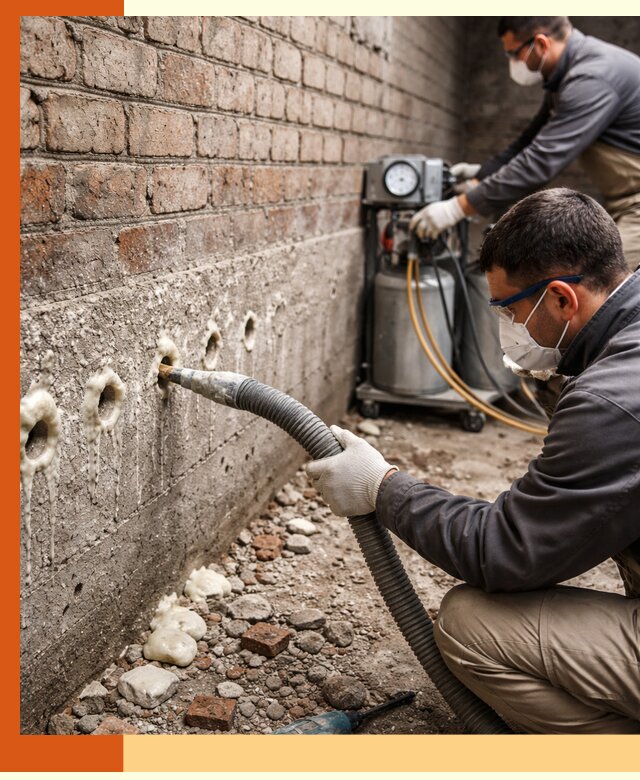 Заполнение колодцевой кладки ППУ в донском быстро и герметично