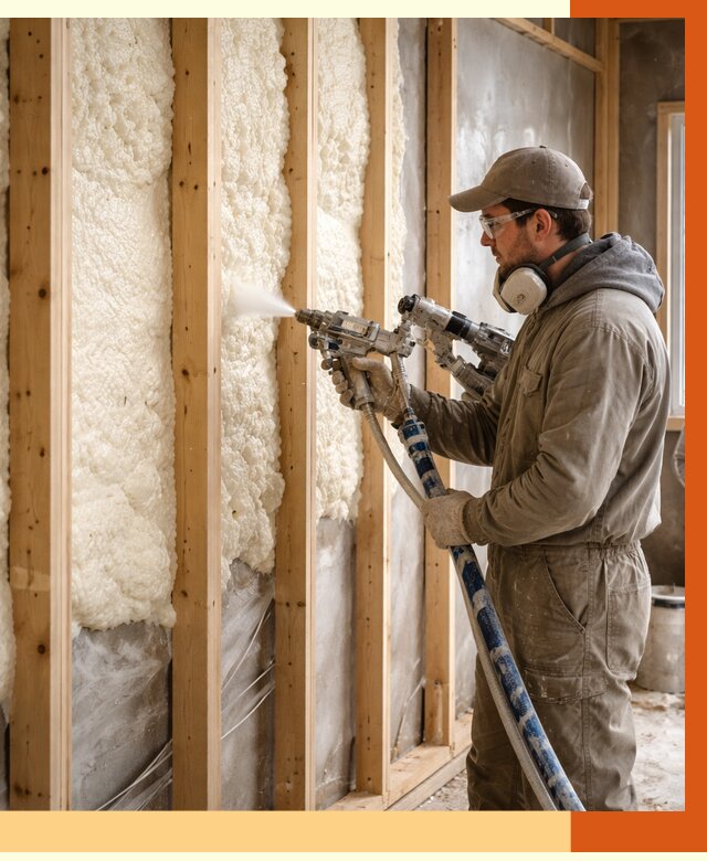 Утепление каркасной стены ППУ в донском от 4306 руб./м2 под ключ | ТепломастерДнс