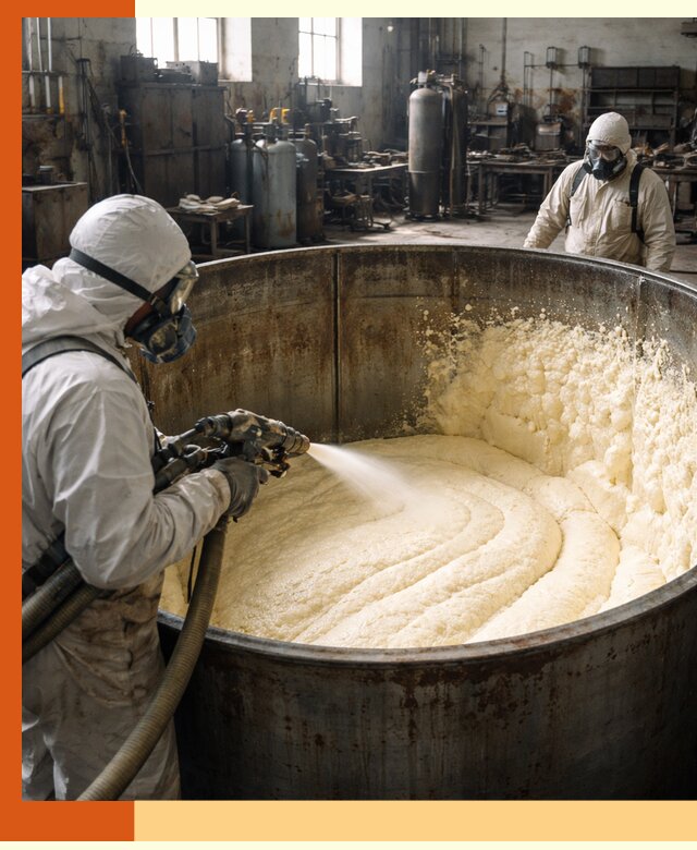 Заливка ппу в емкости с полной изоляцией и герметизацией в донском