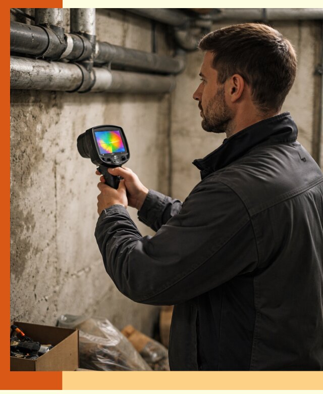 Тепловизионное обследование подвала в донском для поиска утечек тепла