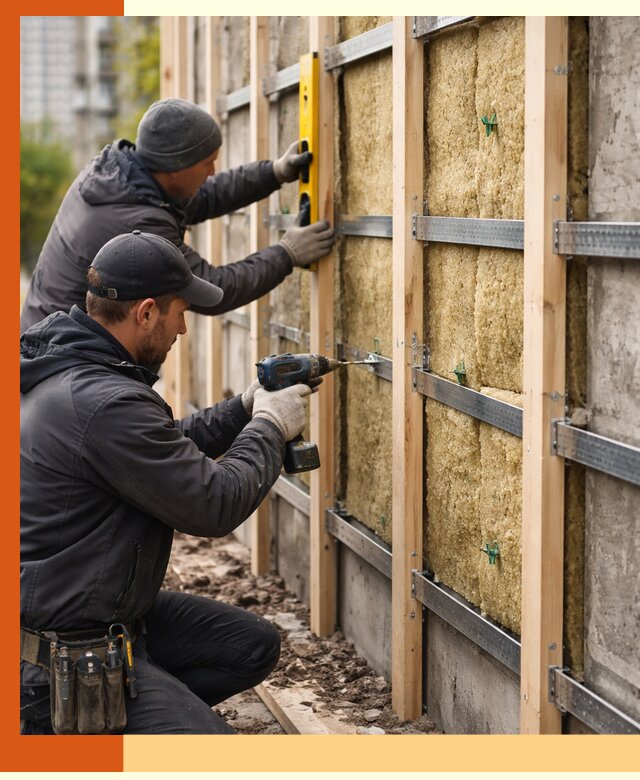 Монтаж обрешетки под утепление зданий и квартир в донском